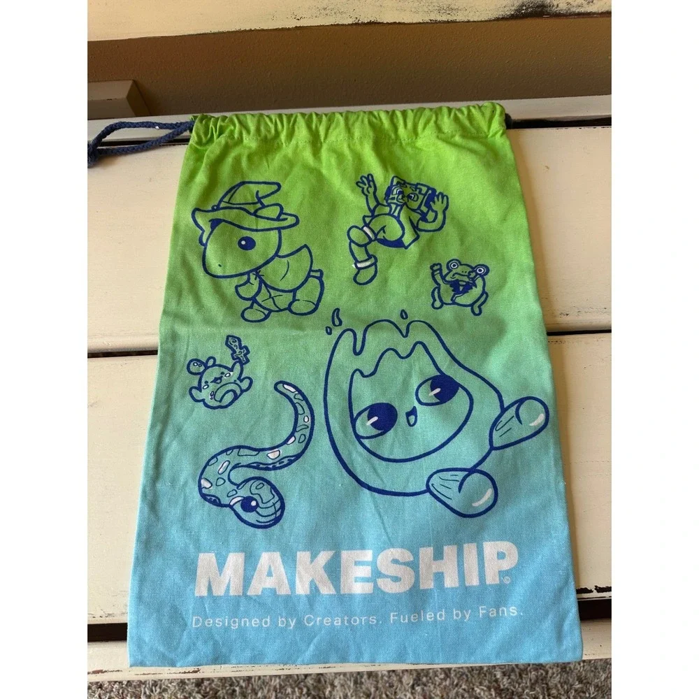 Makeship Drawstring Bag Blue Green Gradient Character Canvas Cinch Sack